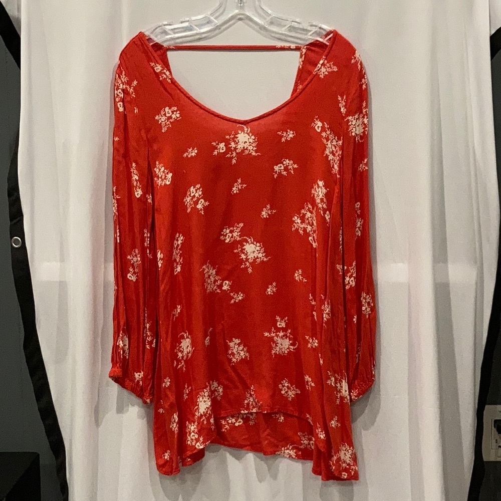 Billabong Shirt Womens Small Oversized Floral Top Rayon Blouse